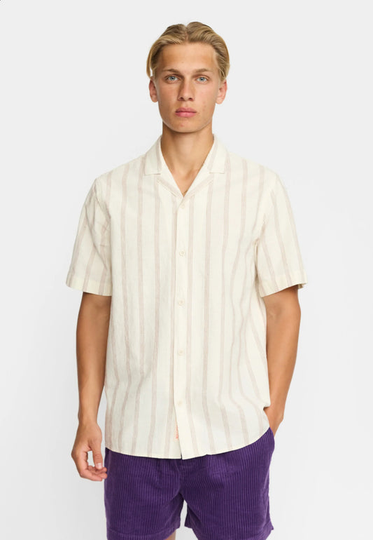 Revolution | Chemise cubaine à manches courtes rayée / 3237 - Orange foncé