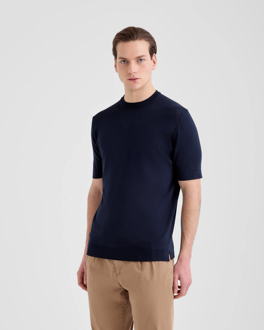 Filippo De Laurentiis | T-shirt en maille de coton crêpé - Bleu