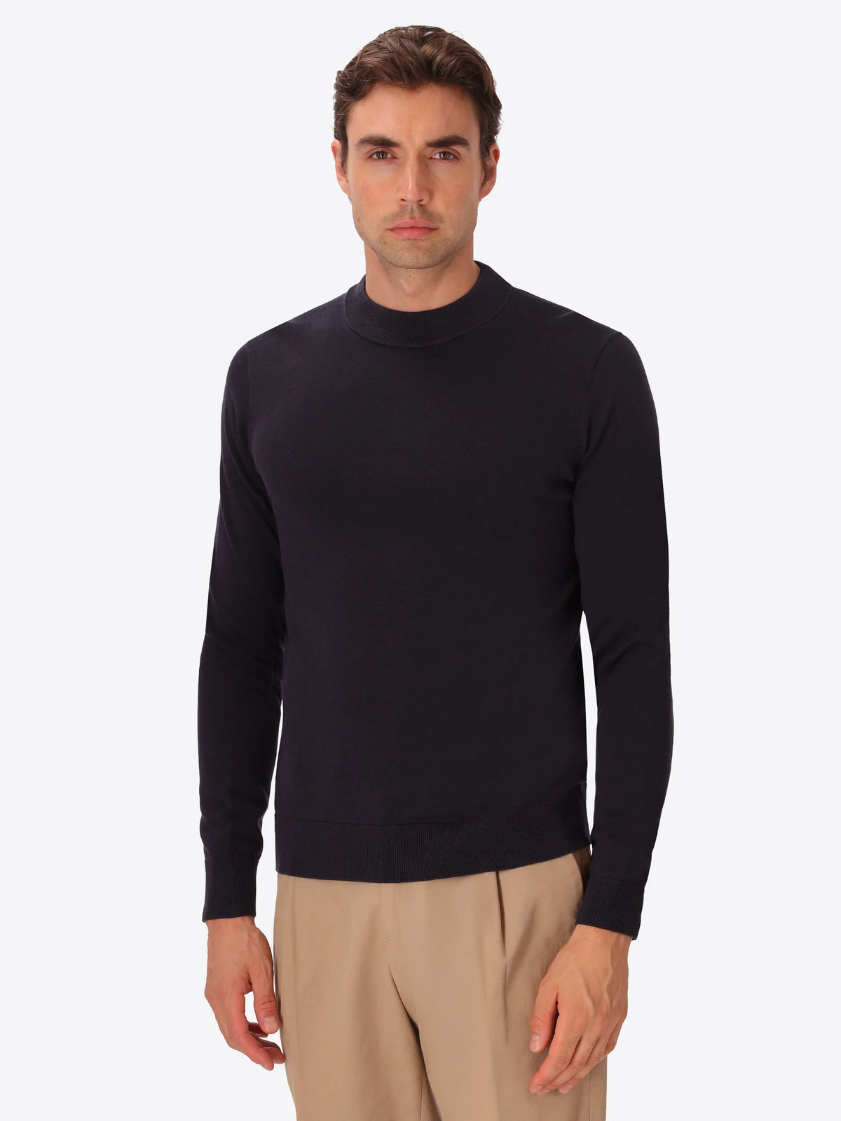 Distretto 12 | Pull à col montant en mélange de coton technique | Bleu