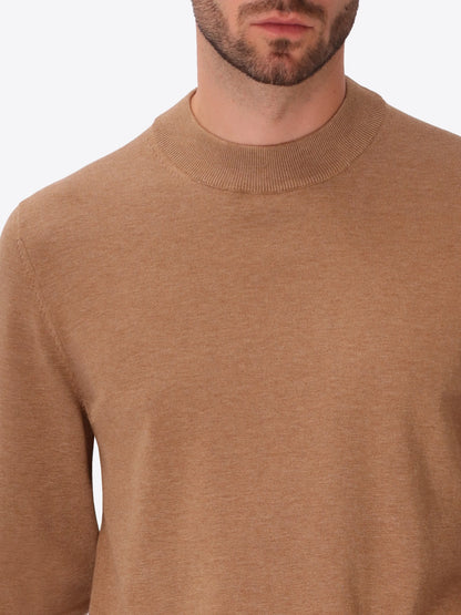 Distretto 12 | Pull à col montant en mélange de coton technique | Camel