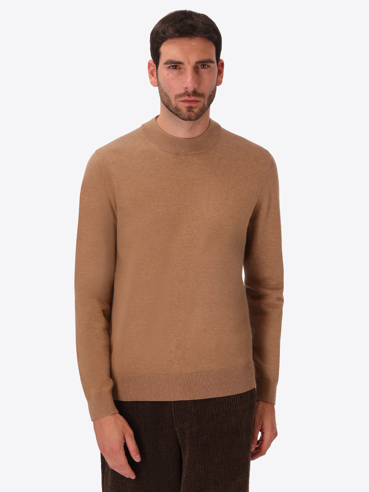Distretto 12 | Pull à col montant en mélange de coton technique | Camel