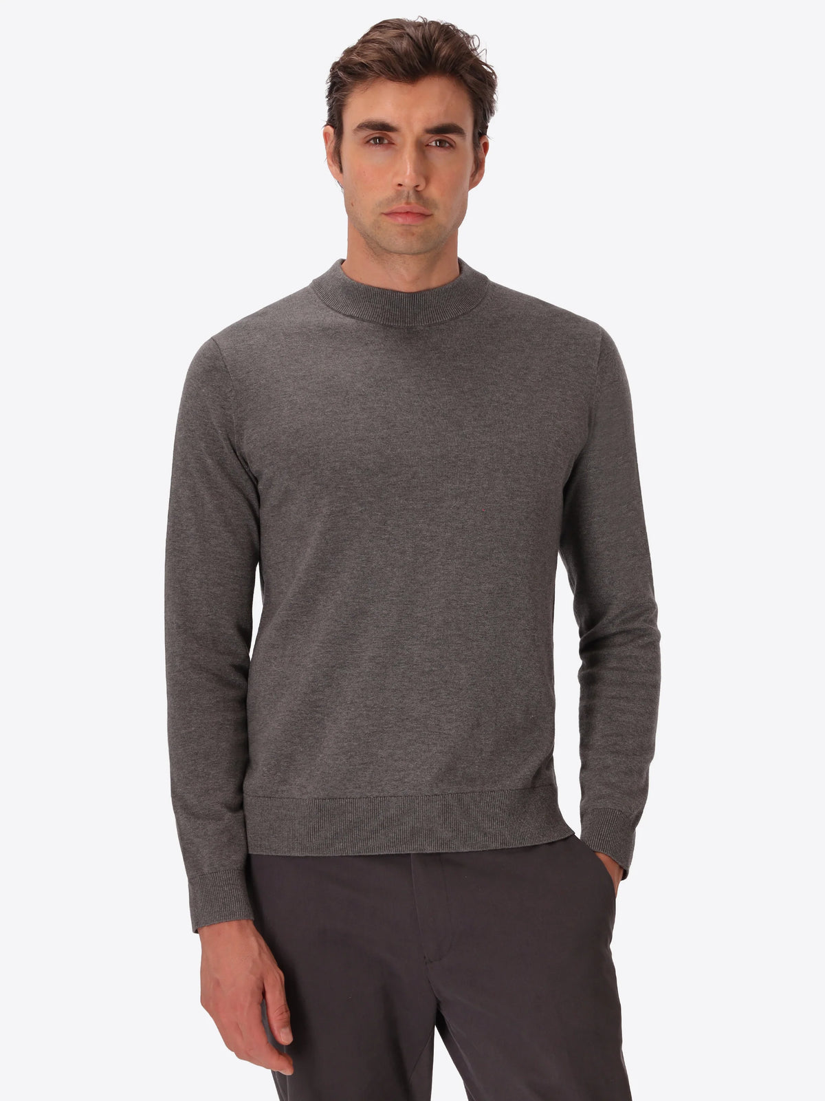 Distretto 12 | Pull à col montant en mélange de coton technique | Gris