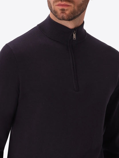 Distretto 12 | Pull demi-zip en mélange de coton technique  | Bleu