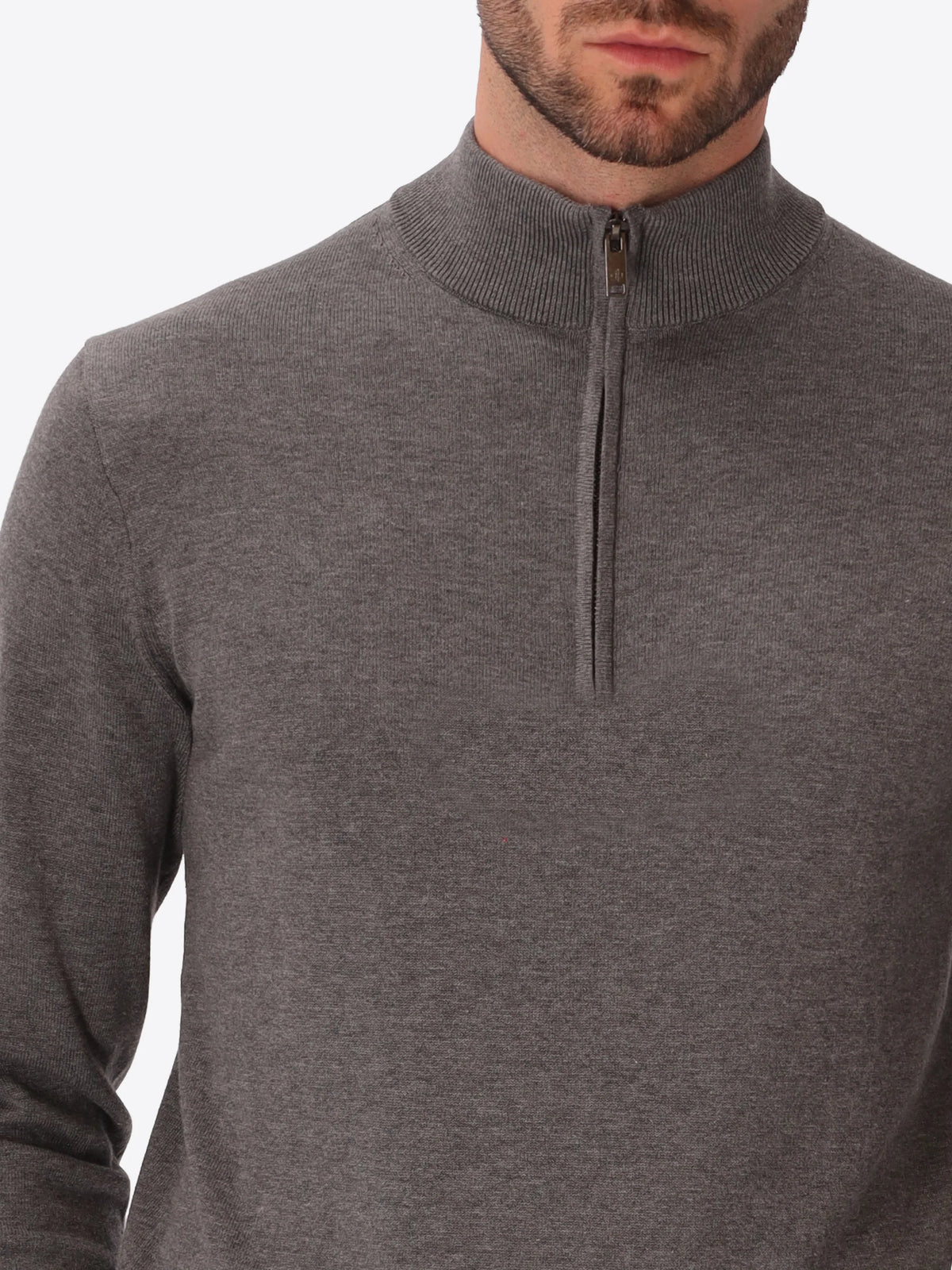 Distretto 12 | Pull demi-zip en mélange de coton technique  | Gris