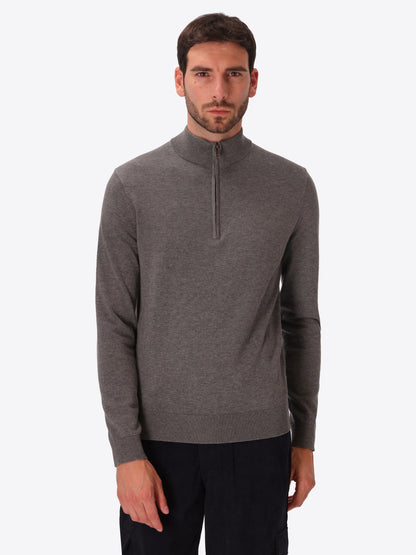 Distretto 12 | Pull demi-zip en mélange de coton technique  | Gris