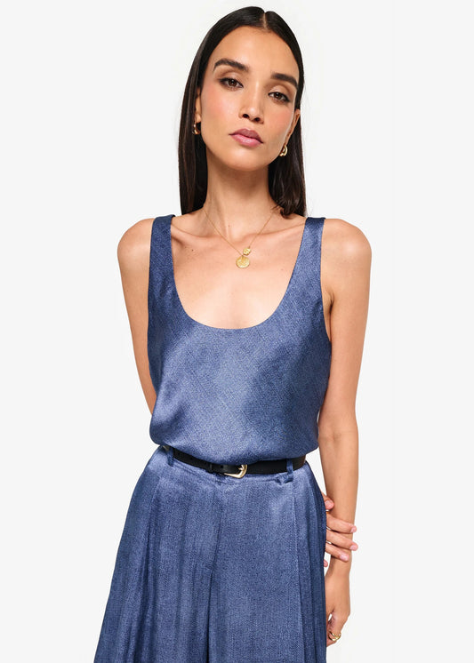 CAMI NYC | Camisole en soie "Andressa" - Bleu denim brut