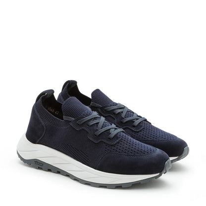 Fabiano Ricci | Baskets en maille et daim avec semelle Vibram - Bleu marin