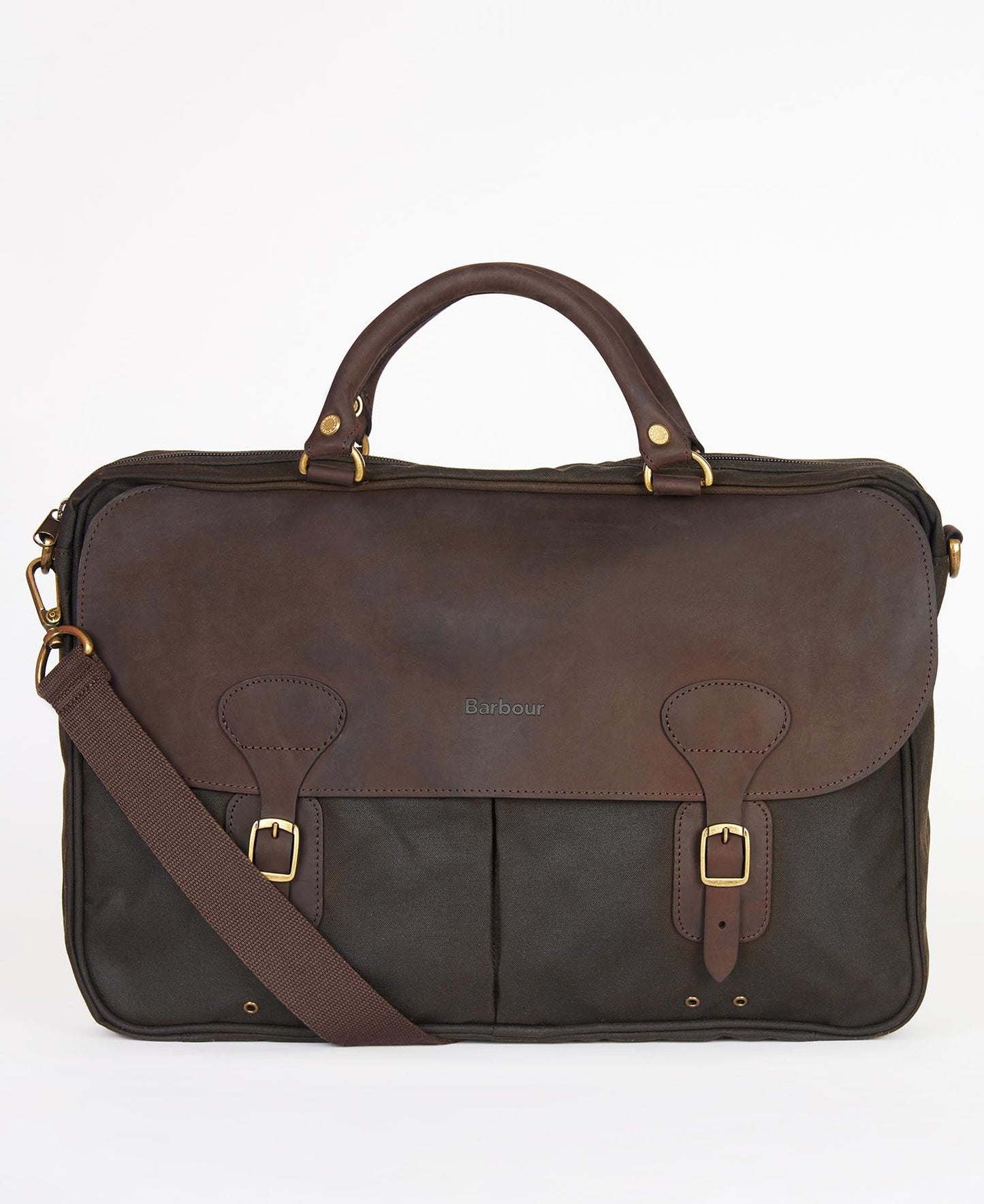 Barbour - Waxed Leather Briefcase - Olive