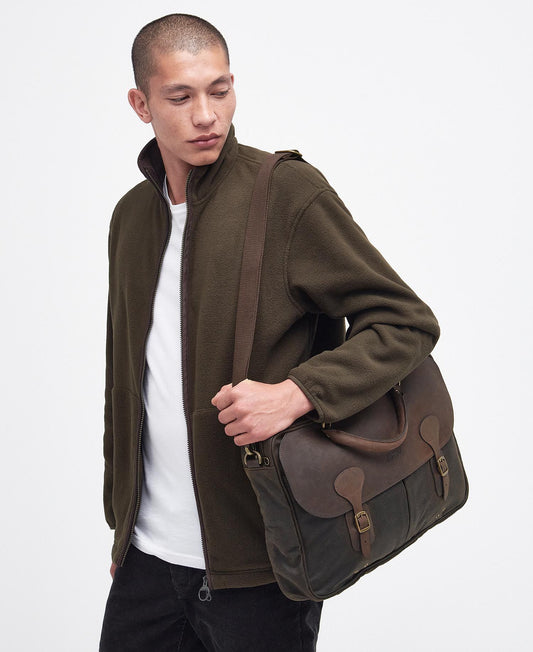 Barbour - Waxed Leather Briefcase - Olive