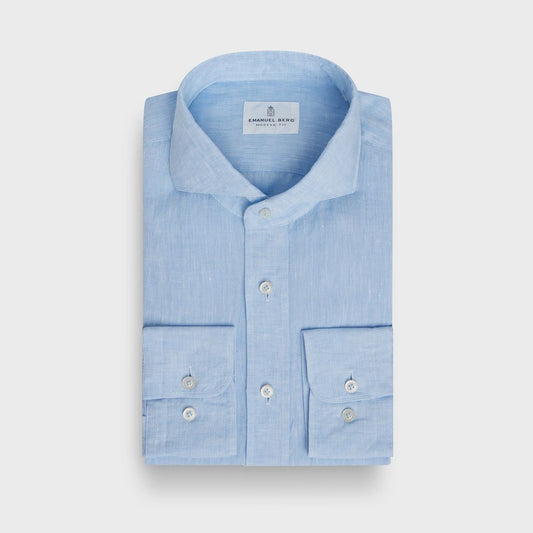 EMANUEL BERG | Chemise ''Harvard'' en lin- Bleu clair