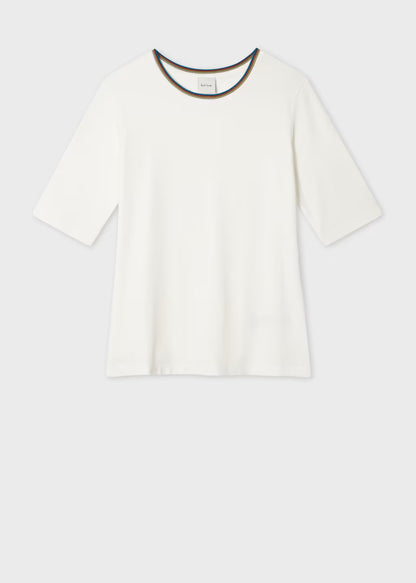 Paul smith |  T-shirt en viscose avec bordure « Signature Stripe » - Ivoire