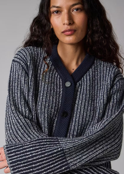 Paul smith | Cardigan en maille côtelée mélange de laine - bleu marine