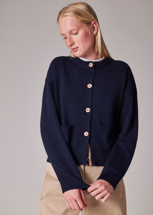 Paul smith | Cardigan à patte de boutonnage ''Swirl'' en laine et coton - Bleu Marine