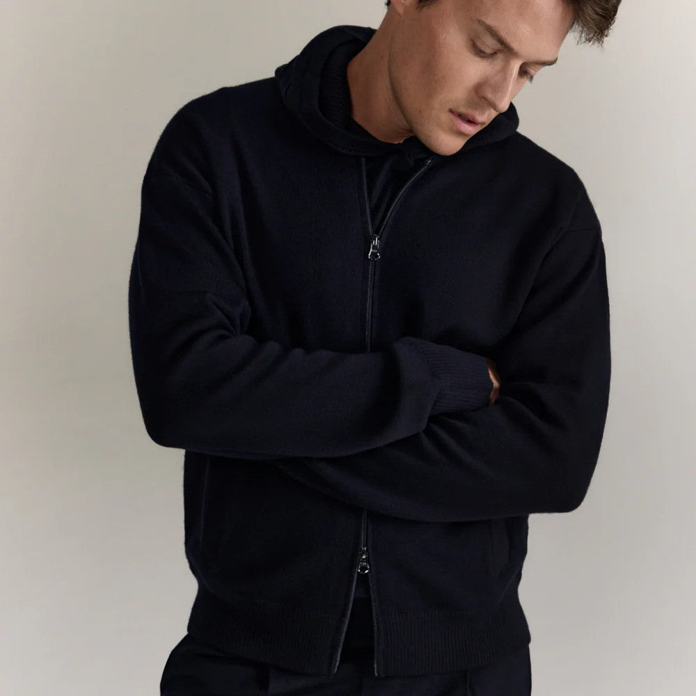 WAHTS | La veste bomber en laine mérinos ''Warner'' - Bleu nuit