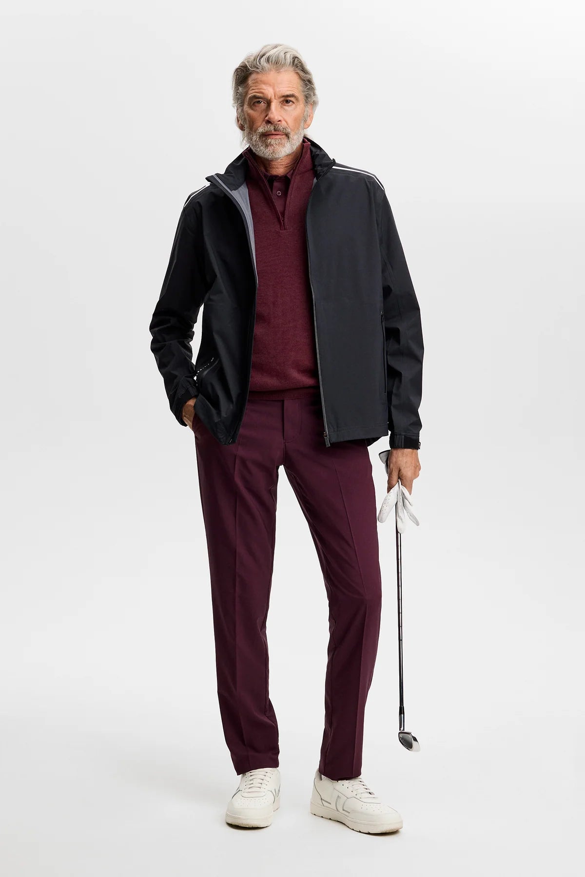 J.Lindeberg |  Pull Kiyan à demi-zip - Bordeaux