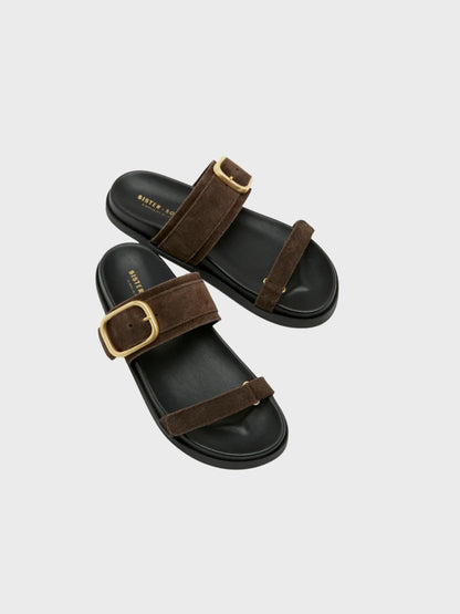 Sister x Soeur | Sandales à lanières en daim ''Asha'' - Marron foncé