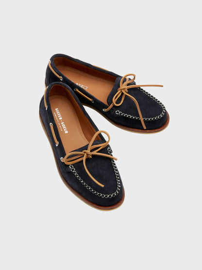 Sister x Soeur | Chaussures bateau ''Kayla'' en daim - Bleu marine