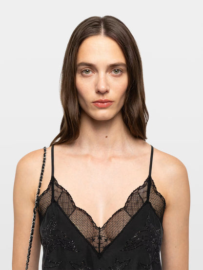 Zadig&Voltaire | Camisole en soie avec strass 'Christy' | Noire