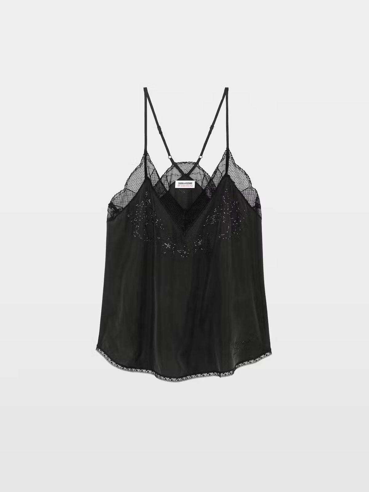 Zadig&Voltaire | Camisole en soie avec strass 'Christy' | Noire