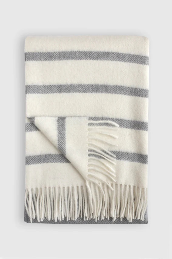 Linen Way | Couverture Watson Alpaca et laine - Blanc et Gris