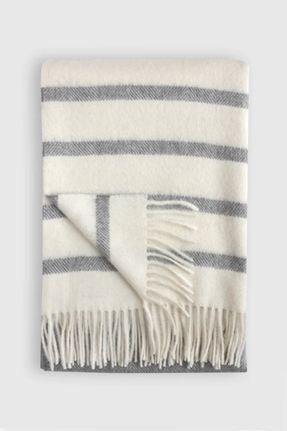 Linen Way | Couverture Watson Alpaca et laine - Blanc et Gris