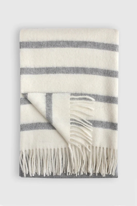 Linen Way | Couverture Watson Alpaca et laine - Blanc et Gris
