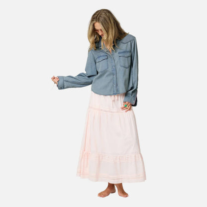 KERRI ROSENTHAL | Chemise "Western"- Denim et rose