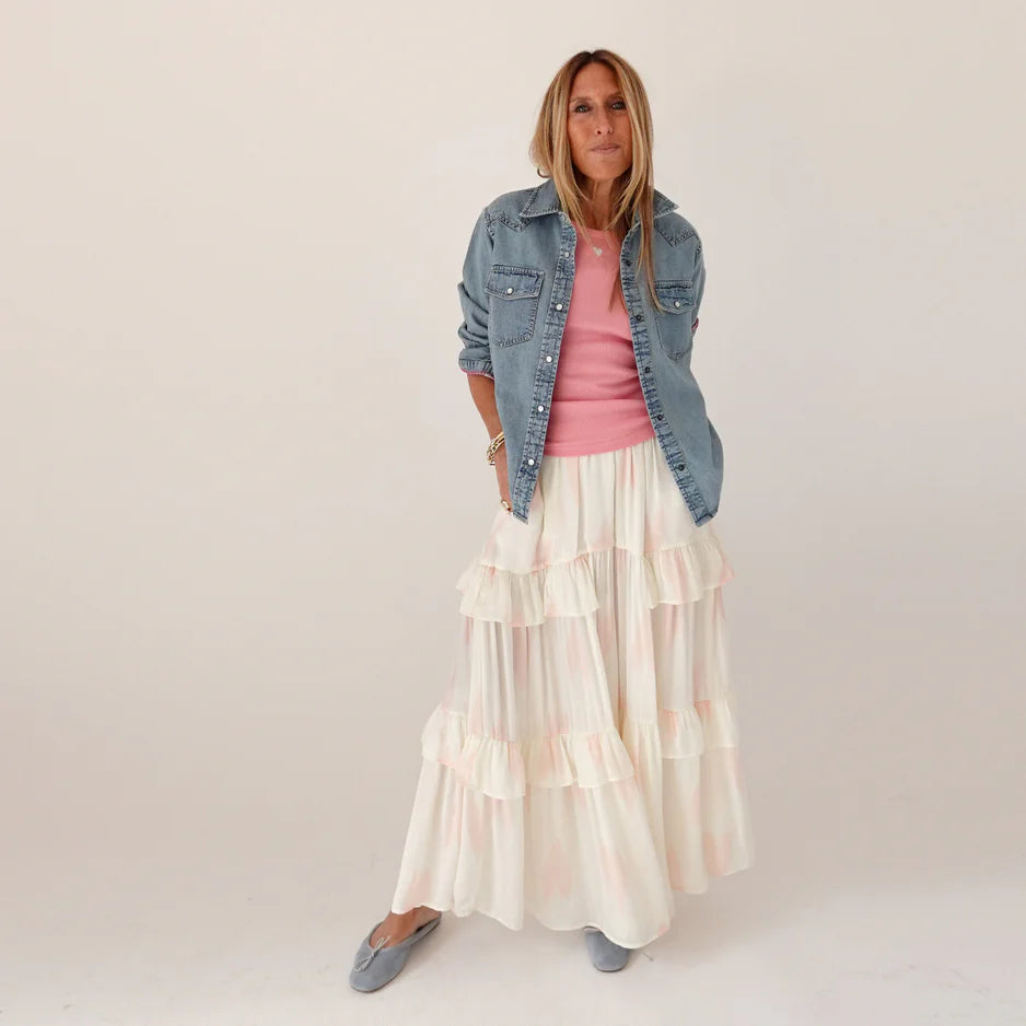 KERRI ROSENTHAL | Chemise "Western"- Denim et rose