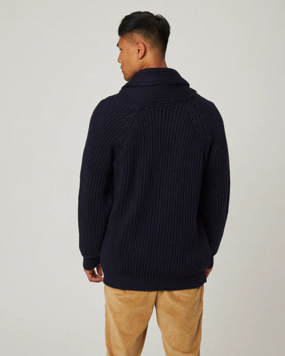 Peregrine | Le cardigan ''Wilkinson'' en laine mérinos - Marine