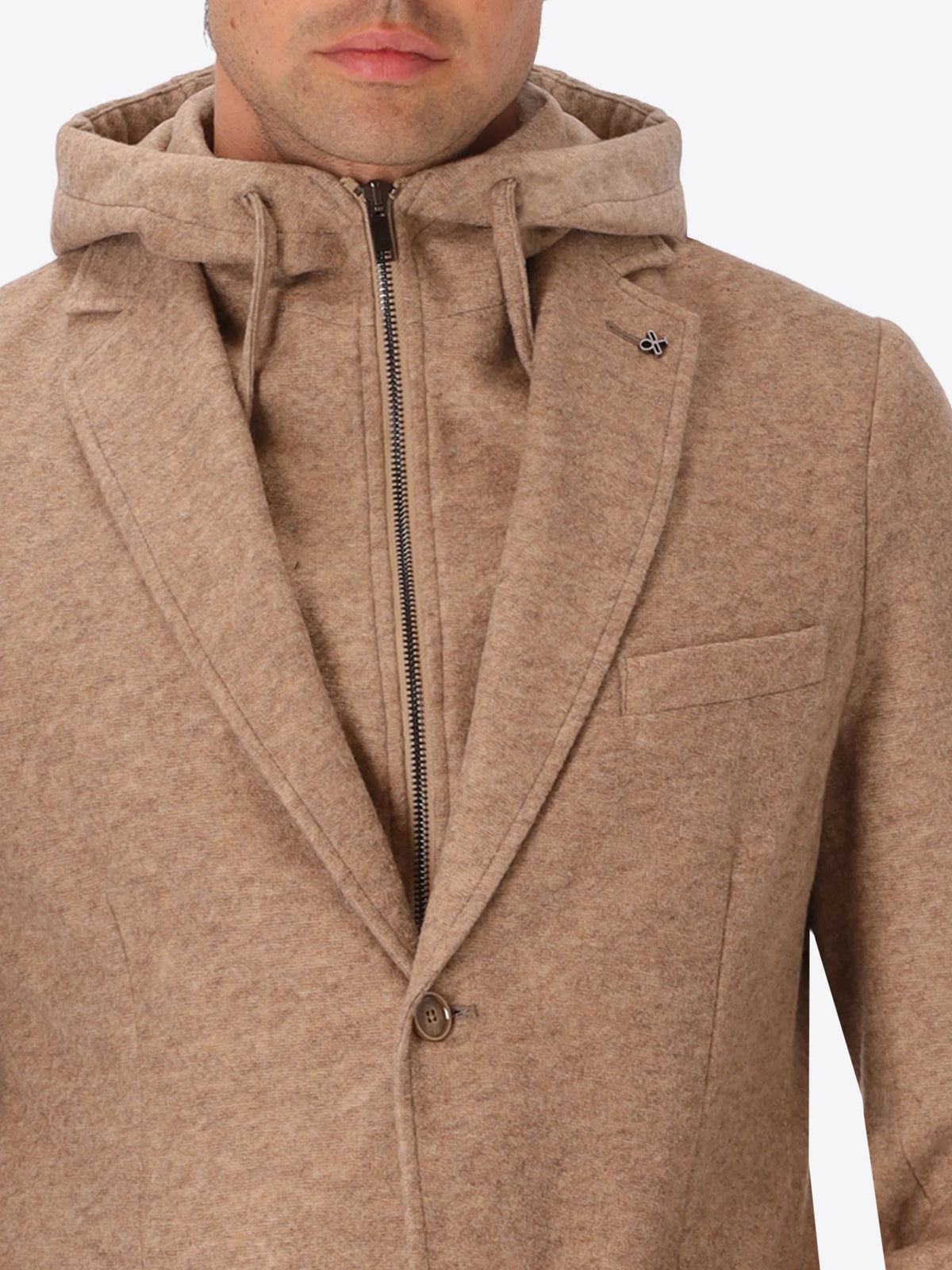 Distretto 12 | Veste en laine mélangée avec bavette amovible | Beige