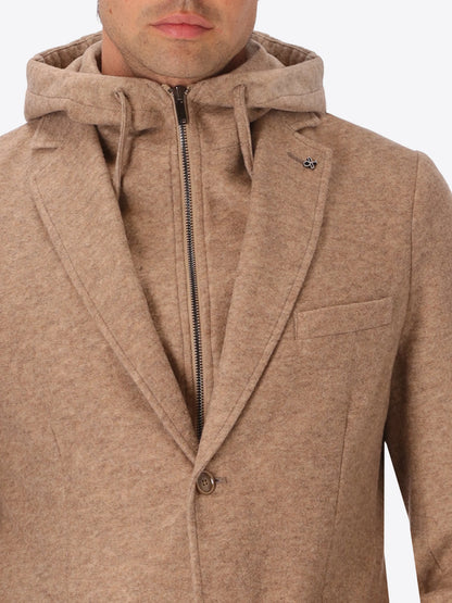 Distretto 12 | Veste en laine mélangée avec bavette amovible | Beige