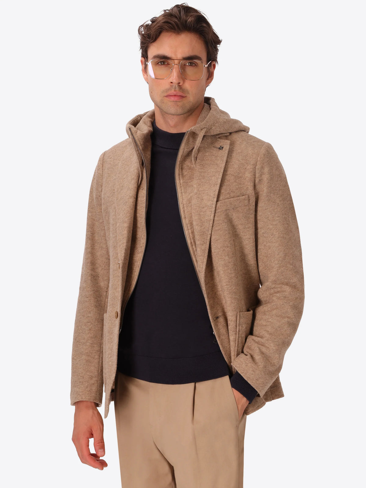 Distretto 12 | Veste en laine mélangée avec bavette amovible | Beige