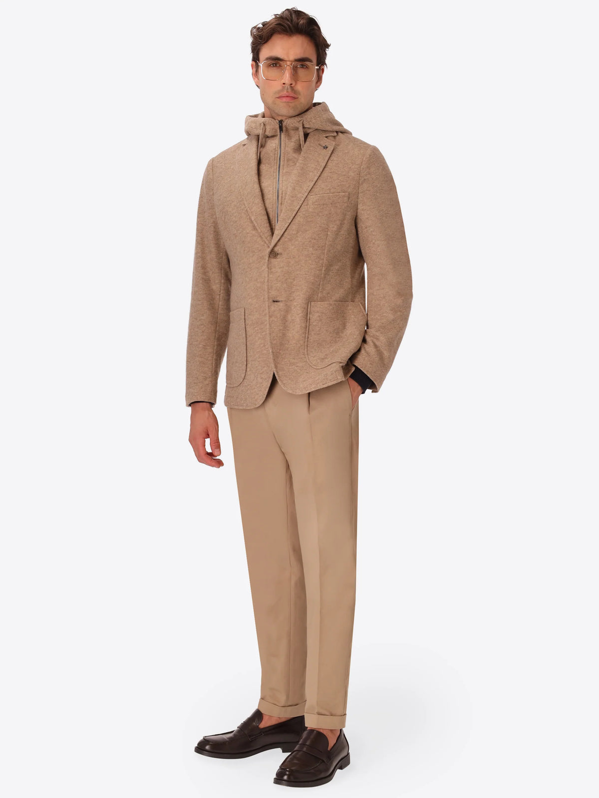 Distretto 12 | Veste en laine mélangée avec bavette amovible | Beige