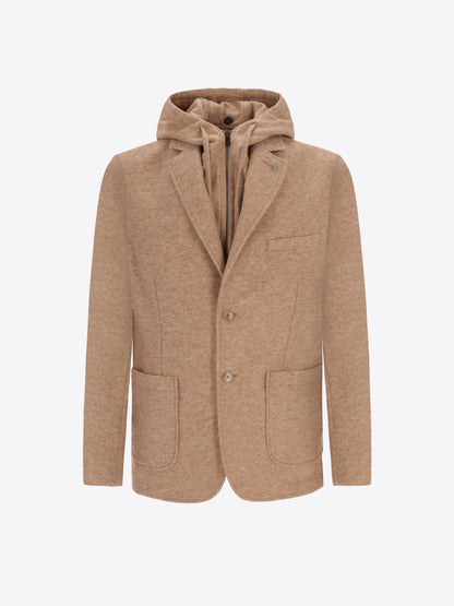 Distretto 12 | Veste en laine mélangée avec bavette amovible | Beige