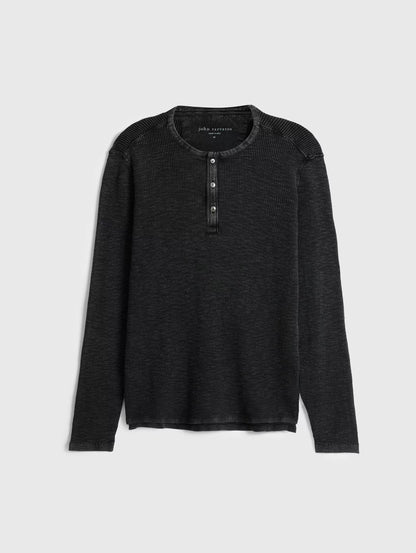 John Varvatos | Pull Henley ''Memphis'' à texture gaufrée - Noir