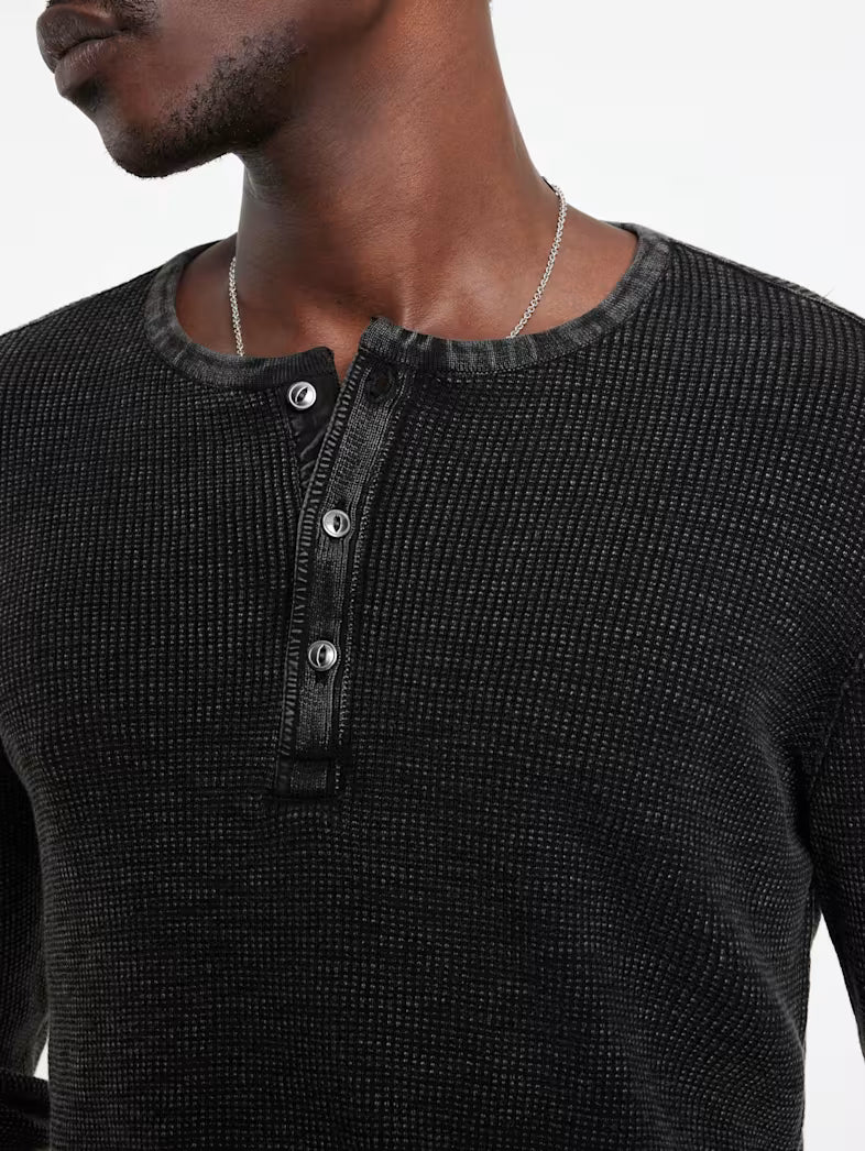 John Varvatos | Pull Henley gaufré "Memphis" - Noir