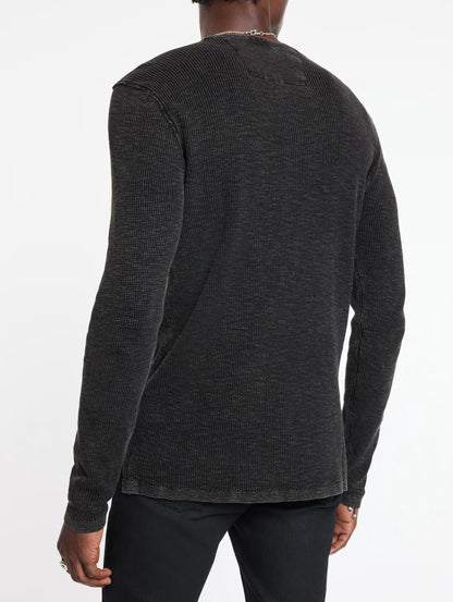 John Varvatos | Pull Henley ''Memphis'' à texture gaufrée - Noir