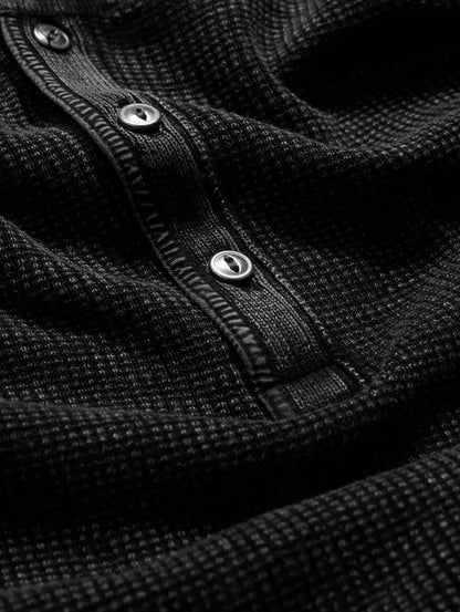 John Varvatos | Pull Henley ''Memphis'' à texture gaufrée - Noir