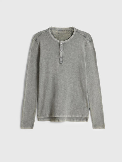 John Varvatos | Pull Henley ''Memphis'' à texture gaufrée - Gris