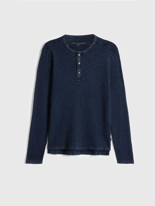John Varvatos | Pull Henley ''Memphis'' à texture gaufrée - Bleu