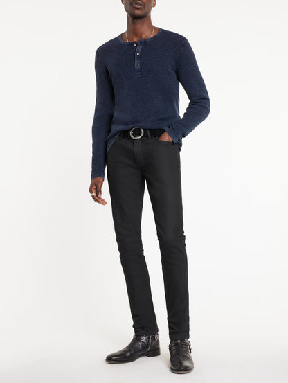 John Varvatos | Pull Henley ''Memphis'' à texture gaufrée - Bleu