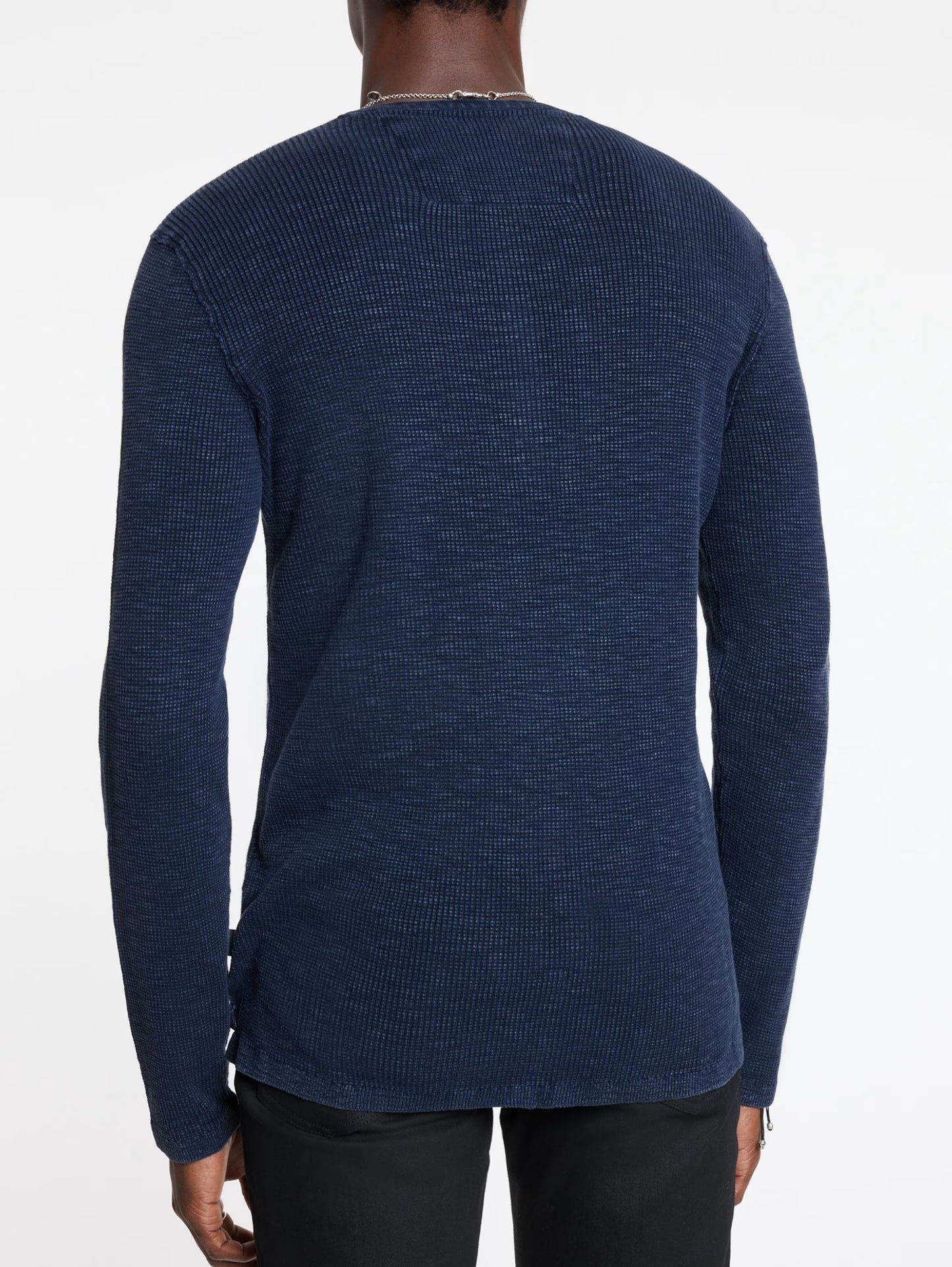 John Varvatos | Pull Henley ''Memphis'' à texture gaufrée - Bleu