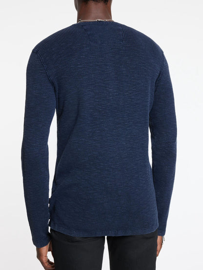 John Varvatos | Pull Henley ''Memphis'' à texture gaufrée - Bleu