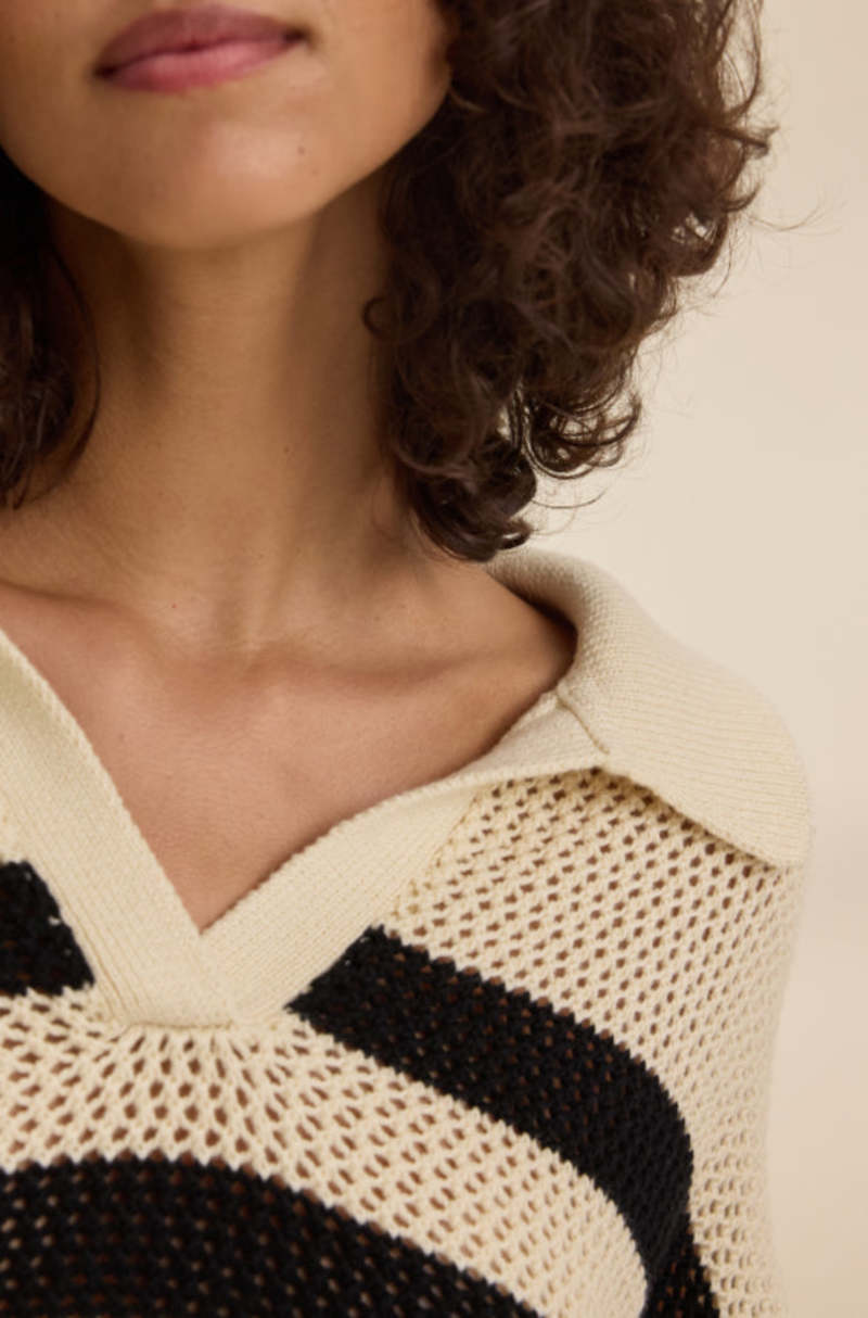 Velvet - Pull en cachemire "YORK" - Creme/Noir