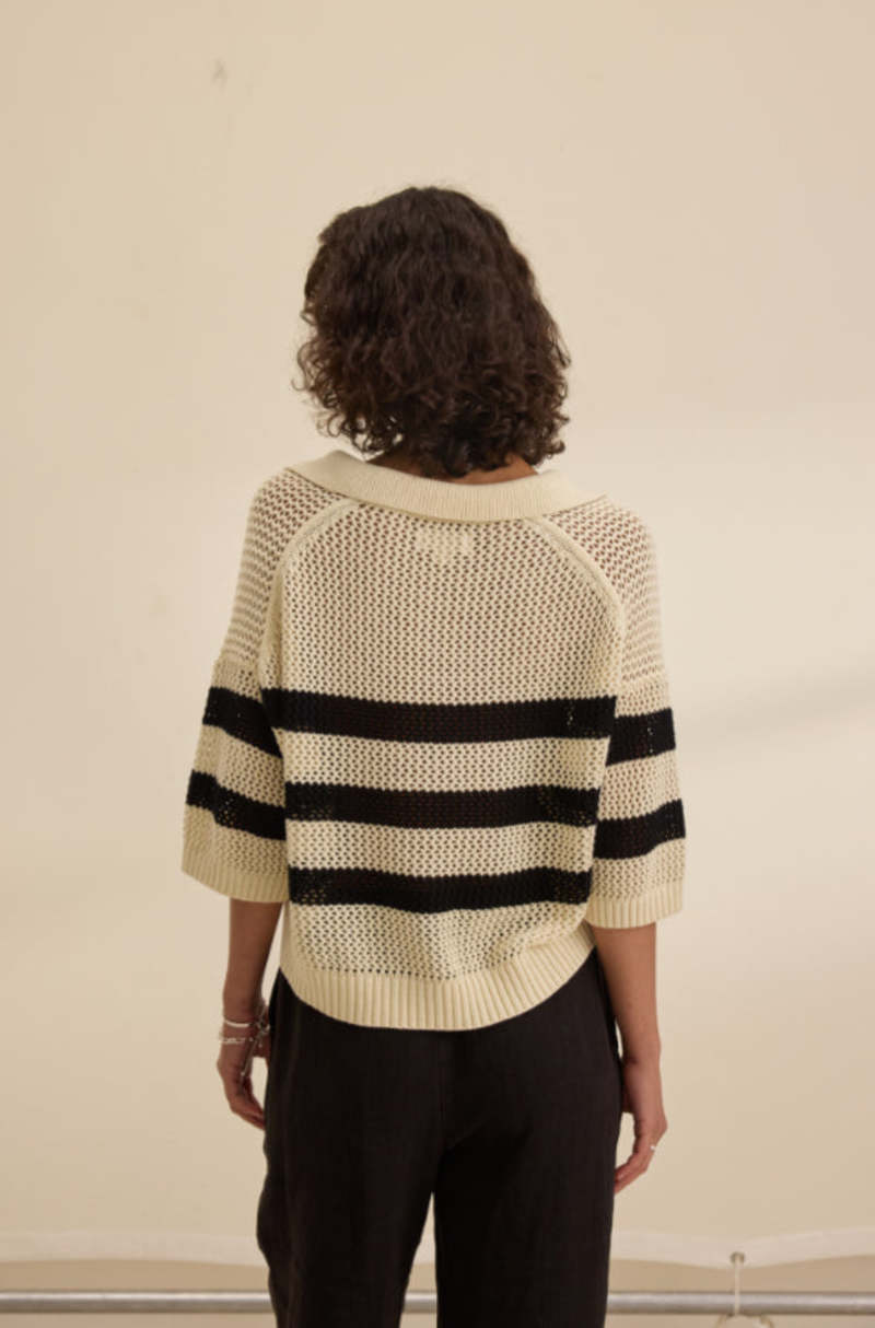 Velvet - Pull en cachemire "YORK" - Creme/Noir