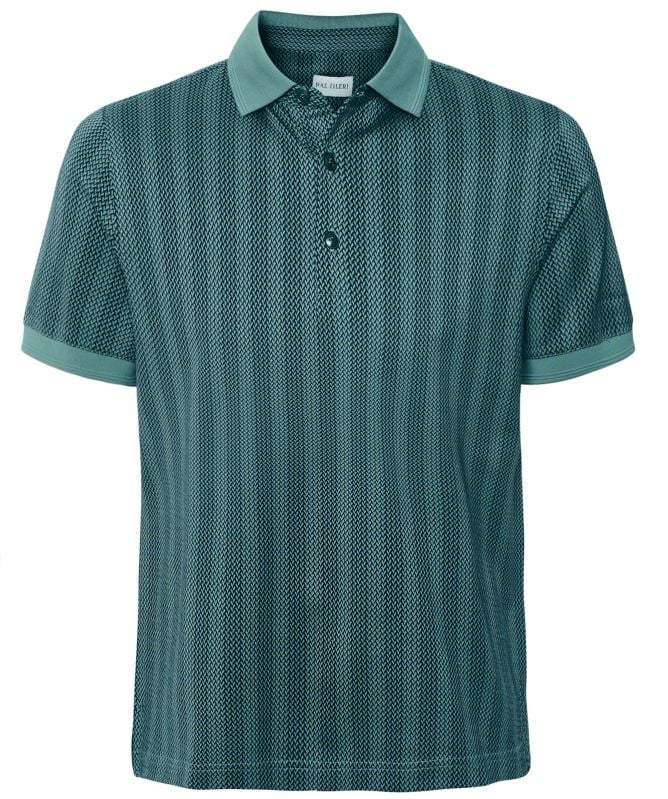 Pal Zileri | Polo en jersey de coton Jacquard - Vert/Marine