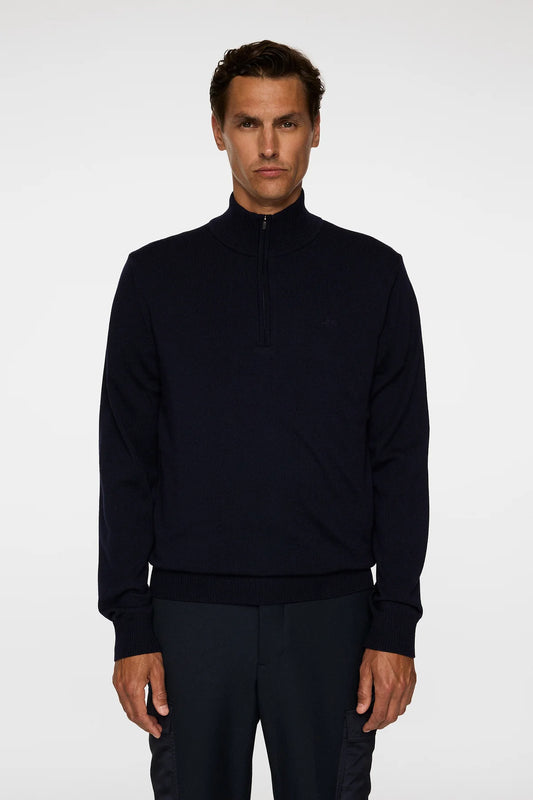 J.LINDEBERG | Pull "Kiyan" Merino Quarter Zip - Bleu marine