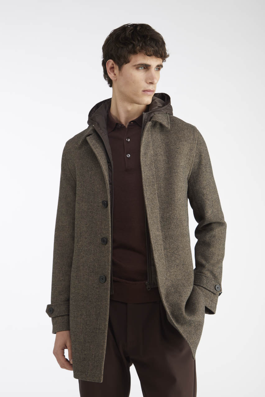 AT.P.CO | Manteau ''Martinez'' chevrons capuche amovible - Marron