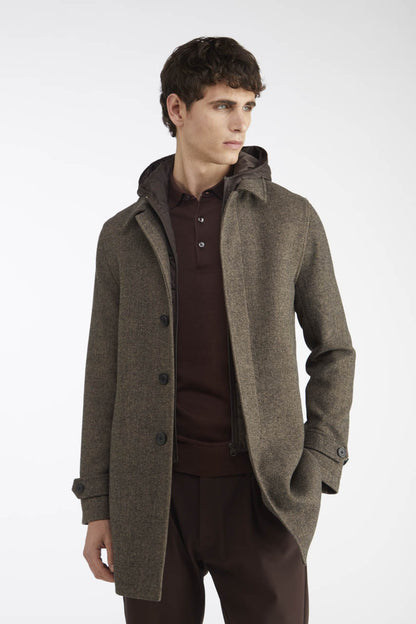 AT.P.CO | Manteau ''Martinez'' chevrons capuche amovible - Marron