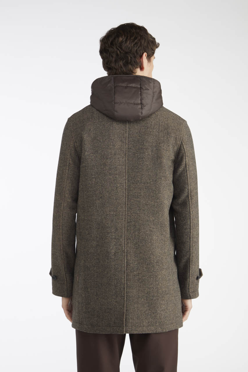 AT.P.CO | Manteau ''Martinez'' chevrons capuche amovible - Marron